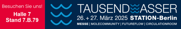 Messebanner Tausendwasser in Berlin mit Standnummer