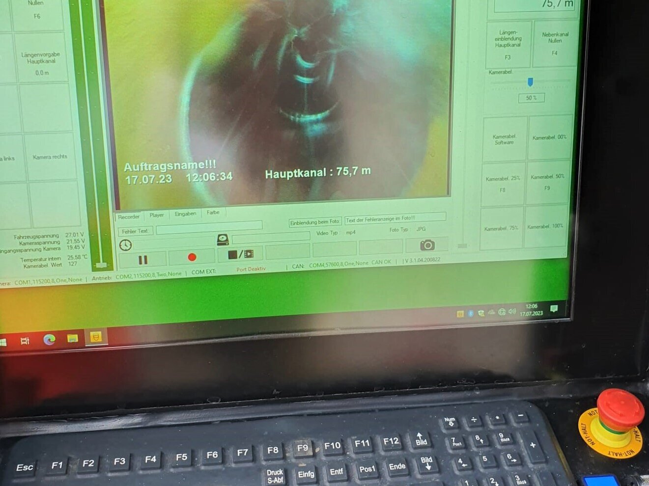 Monitor Sehende Düse Canal Control Baustelle